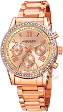 Akribos XXIV Crystal Rosegullfarget/Rose-gulltonet stål Ø36 mm Akribos XXIV Crystal Rosegullfarget/Rose-gulltonet stål Ø36 mm