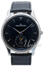 Jaeger LeCoultre Master Ultra Thin Moon Stainless Steel Sort/Lær Jaeger LeCoultre Master Ultra Thin Moon Stainless Steel Sort/Lær