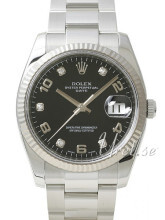 Rolex Perpetual Date Sort/Stål Ø34 mm Rolex Perpetual Date Sort/Stål Ø34 mm