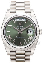 Rolex Day-Date 40 Grønn/18 karat hvitt gull Ø40 mm Rolex Day-Date 40 Grønn/18 karat hvitt gull Ø40 mm