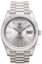 Rolex Day-Date 40 Sølvfarget/18 karat hvitt gull Ø40 mm Rolex Day-Date 40 Sølvfarget/18 karat hvitt gull Ø40 mm