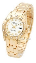 Rolex Lady Datejust Pearlmaster Hvit/18 karat gult gull Ø29 mm Rolex Lady Datejust Pearlmaster Hvit/18 karat gult gull Ø29 mm