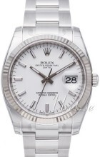 Rolex Oyster Perpetual Date Hvit/Stål Ø34 mm Rolex Oyster Perpetual Date Hvit/Stål Ø34 mm
