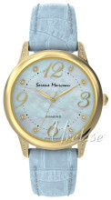 Serene Marceau Diamond Pont des Arts Blå/Lær Ø32 mm Serene Marceau Diamond Pont des Arts Blå/Lær Ø32 mm