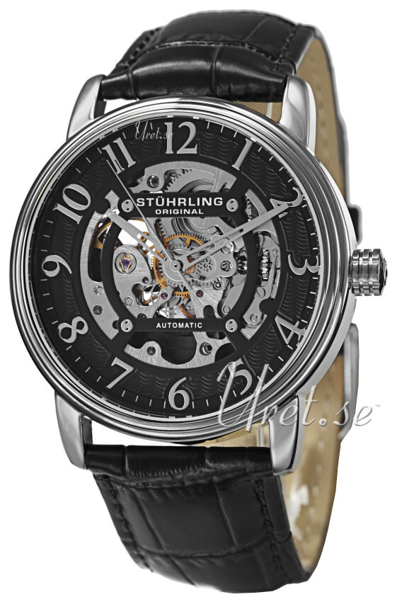 Stührling Original Legacy Herreklokke 970.01 Sort/Lær Ø44 mm - Stührling Original