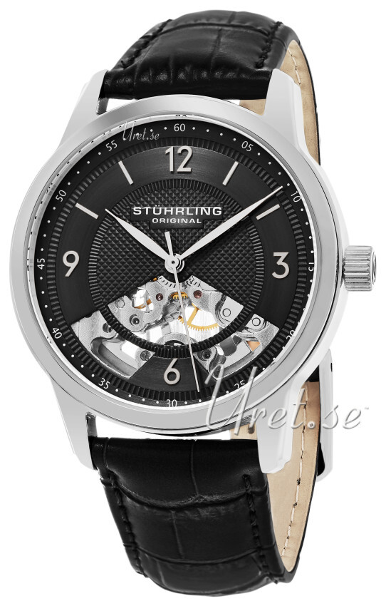 Stührling Original Legacy Herreklokke 977.02 Sort/Lær Ø40 mm - Stührling Original