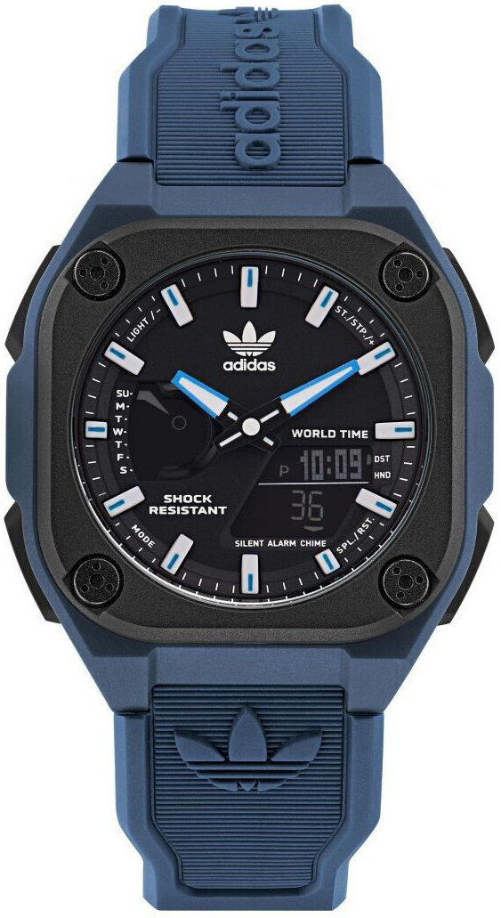 Adidas Herreklokke AOST22545 Street Digital Sort/Gummi
