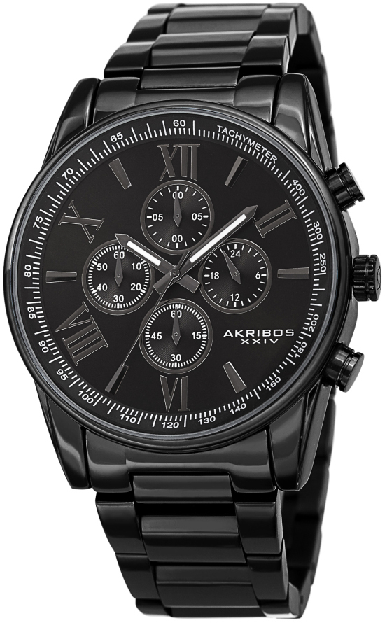 Akribos XXIV Herreklokke AK1072BK Complication Sort/Stål Ø45 mm