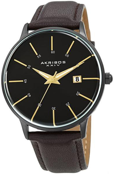 Akribos XXIV Herreklokke AK1104BK-S Interchangeable Sort/Lær Ø40 mm
