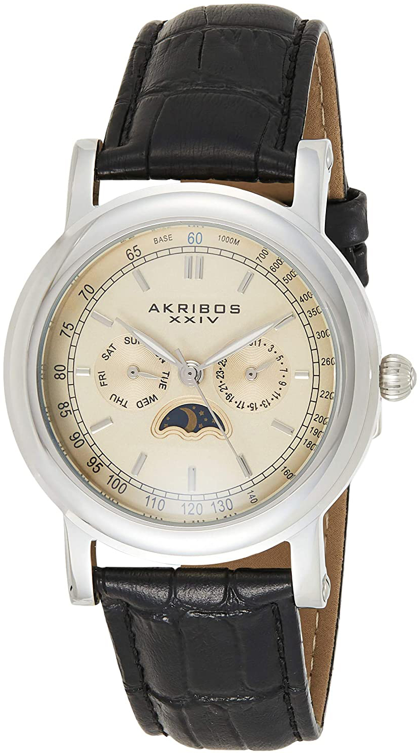 Akribos XXIV Herreklokke AK632SSW Champagnefarget/Lær Ø41 mm