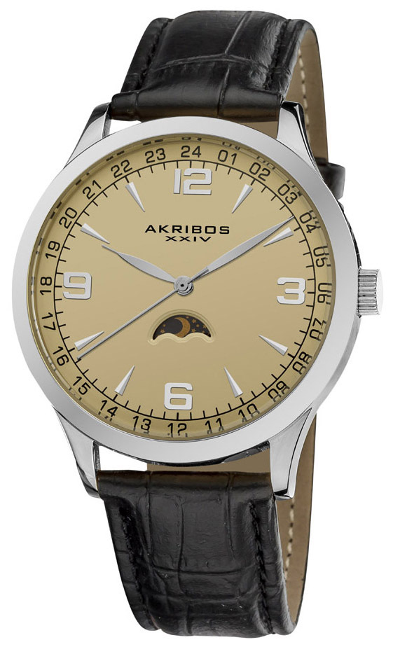 Akribos XXIV Herreklokke AK637SSW Retro Champagnefarget/Lær Ø40 mm