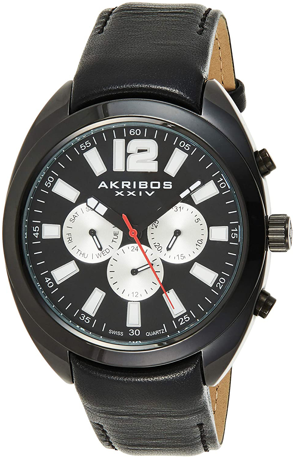 Akribos XXIV Herreklokke AK777BK Sort/Lær Ø45 mm