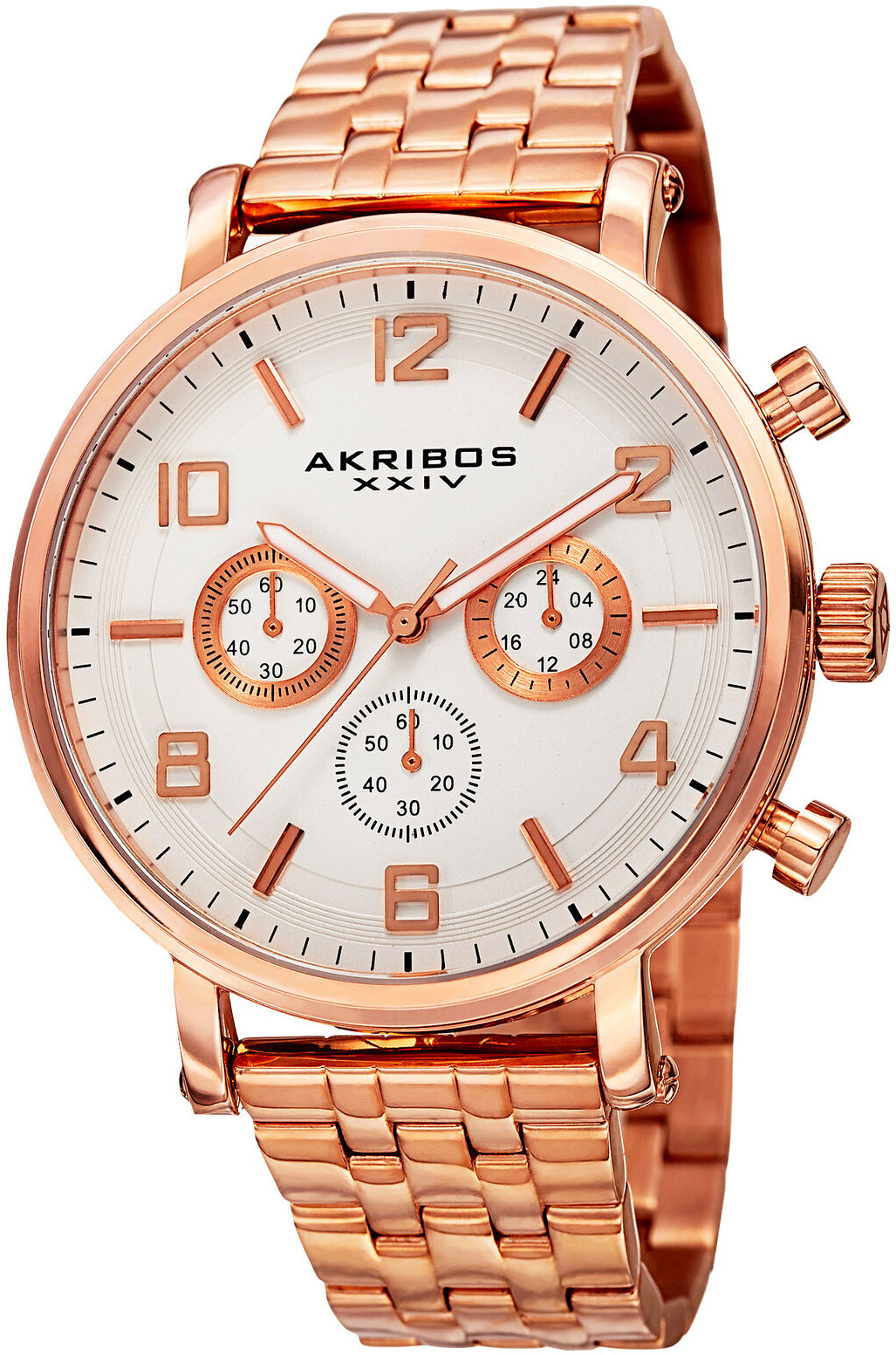 Akribos XXIV Herreklokke AK800RG Hvit/Rose-gulltonet stål Ø44 mm