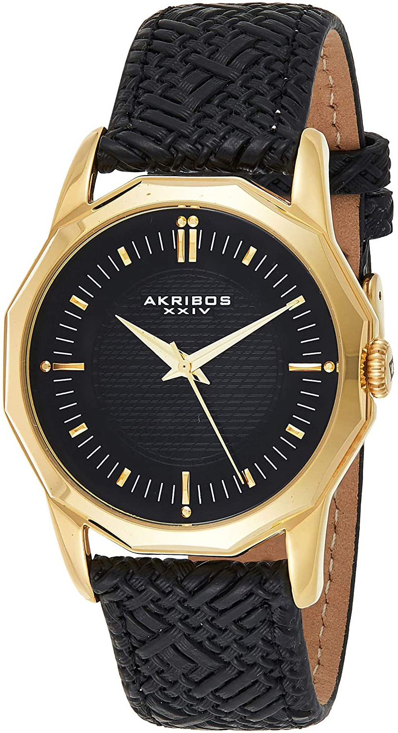 Akribos XXIV Herreklokke AK825YGB Sort/Lær Ø41 mm