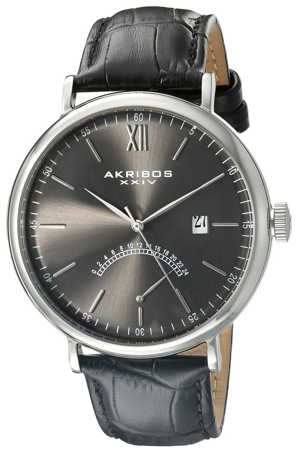 Akribos XXIV Herreklokke AK845SSB Retro Grå/Lær Ø45 mm