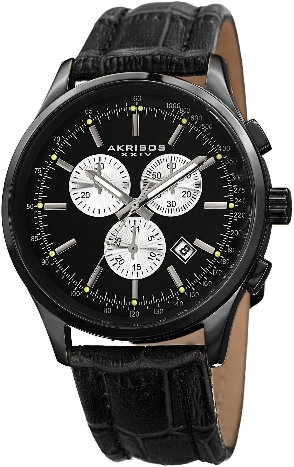 Akribos XXIV Herreklokke AK863BK Sort/Lær Ø42 mm