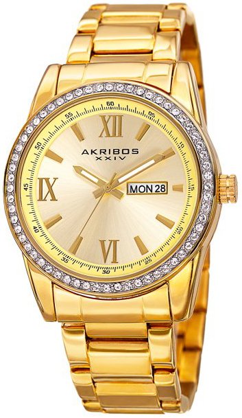 Akribos XXIV Herreklokke AK892YG Crystal Gull/Gulltonet stål Ø41 mm
