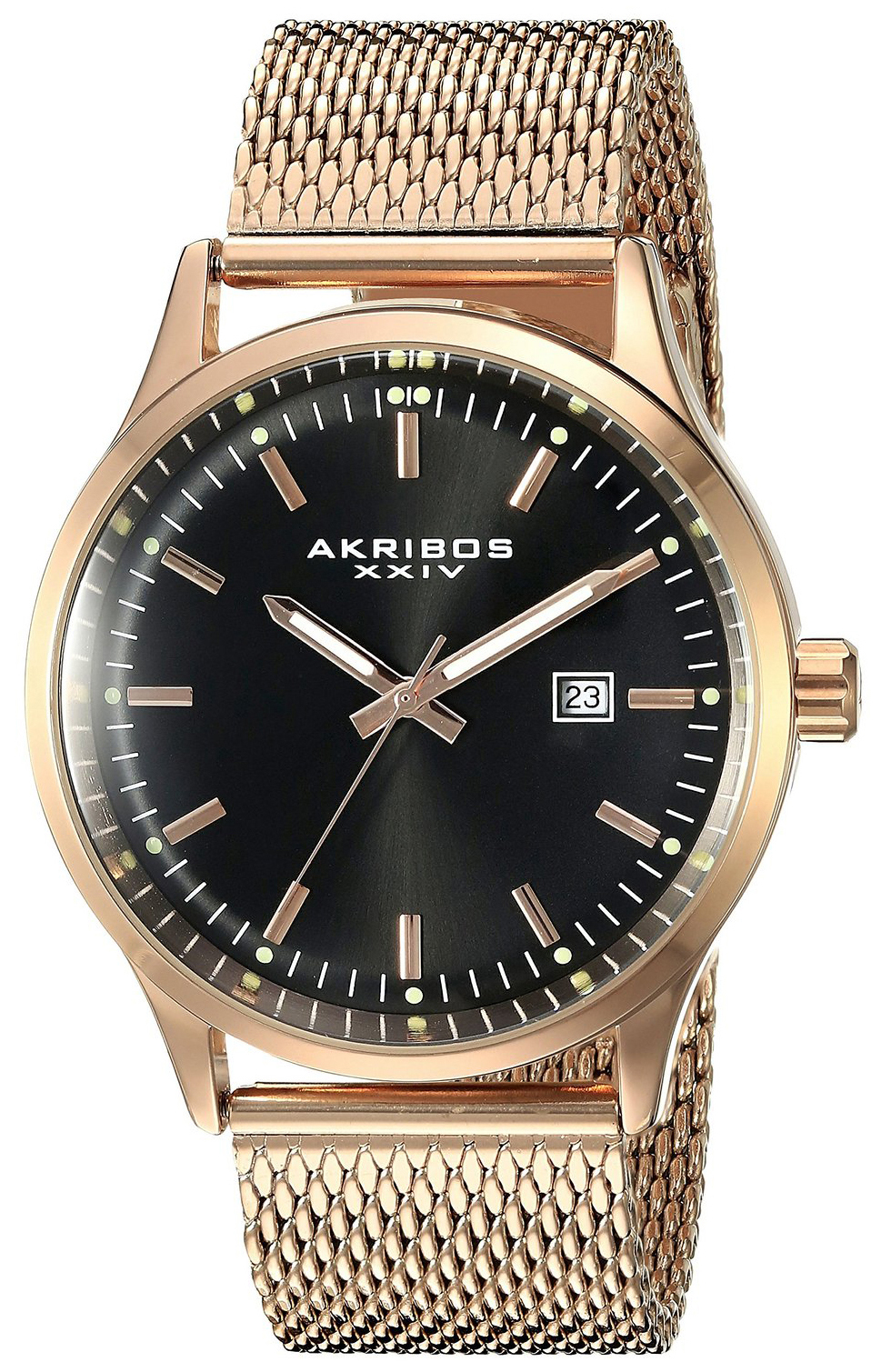 Akribos XXIV Herreklokke AK901RGB Sort/Rose-gulltonet stål Ø42.5 mm