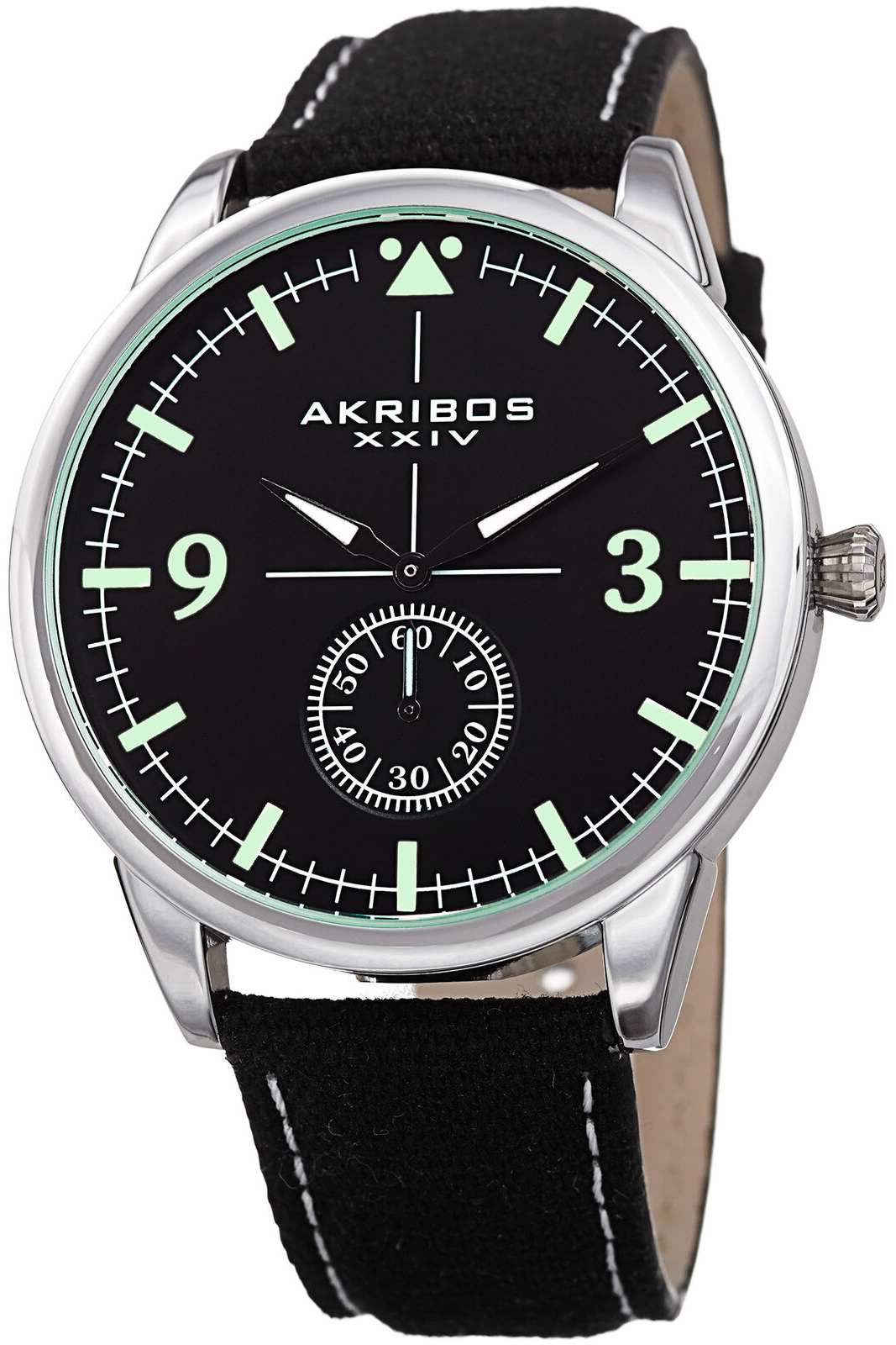 Akribos XXIV Herreklokke AK938BK Canvas Sort/Lær Ø45 mm