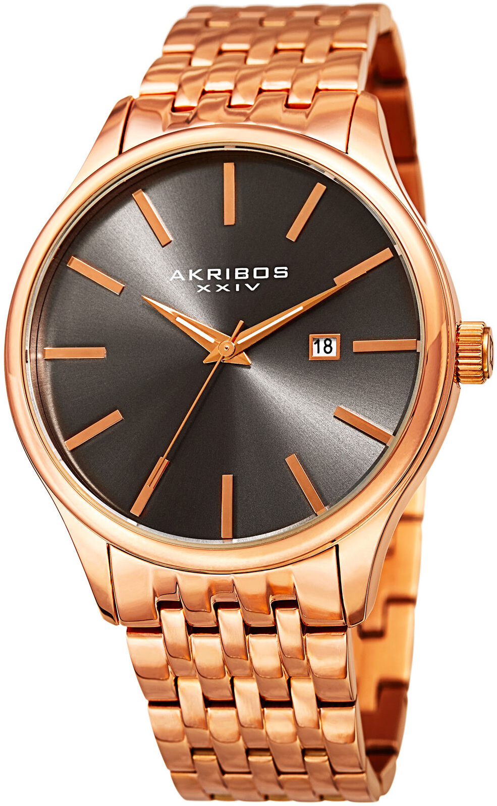 Akribos XXIV Herreklokke AK941RG Classic Grå/Rose-gulltonet stål