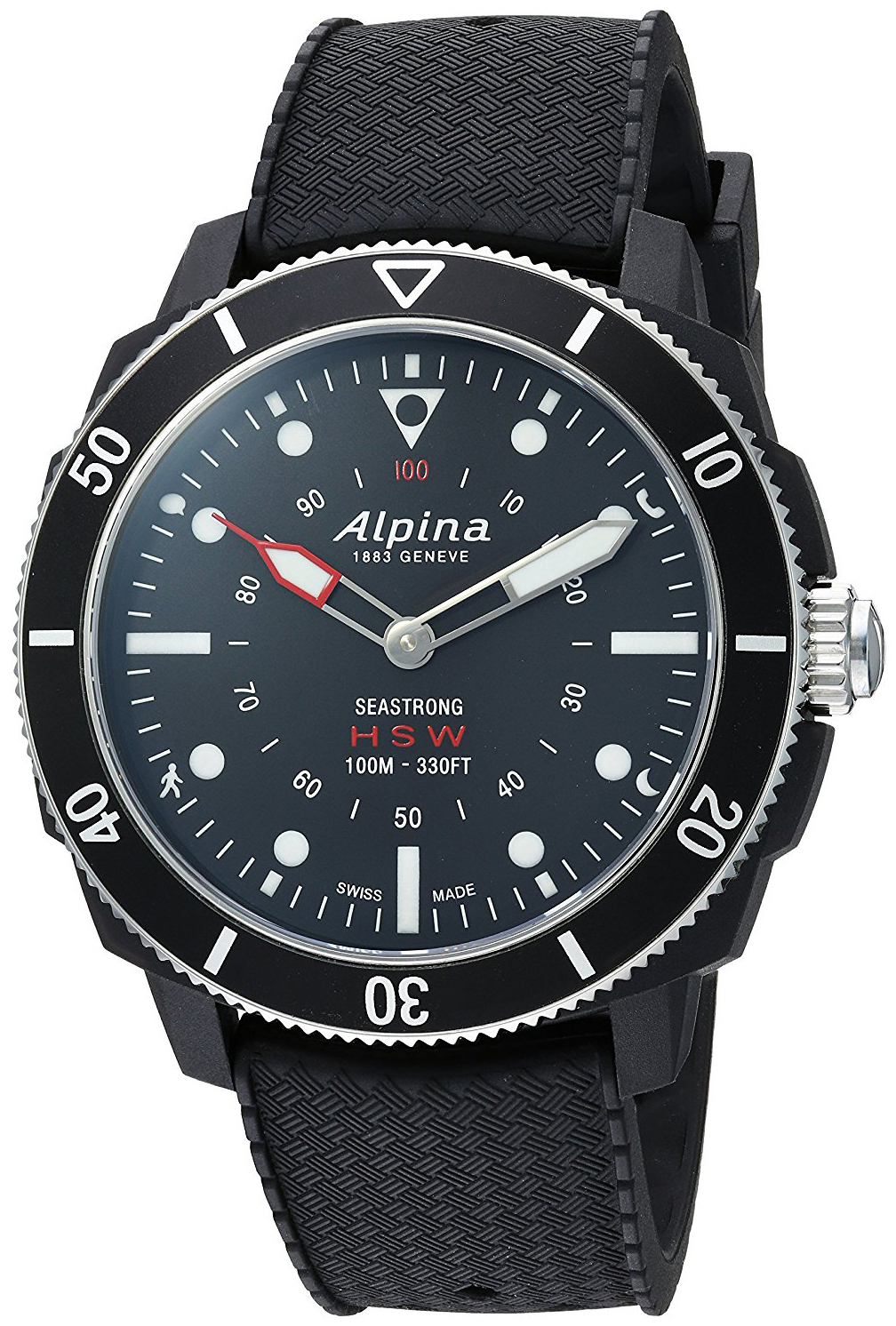 Alpina Horological Smartwatch Herreklokke AL-282LBB4V6 Sort/Gummi - Alpina