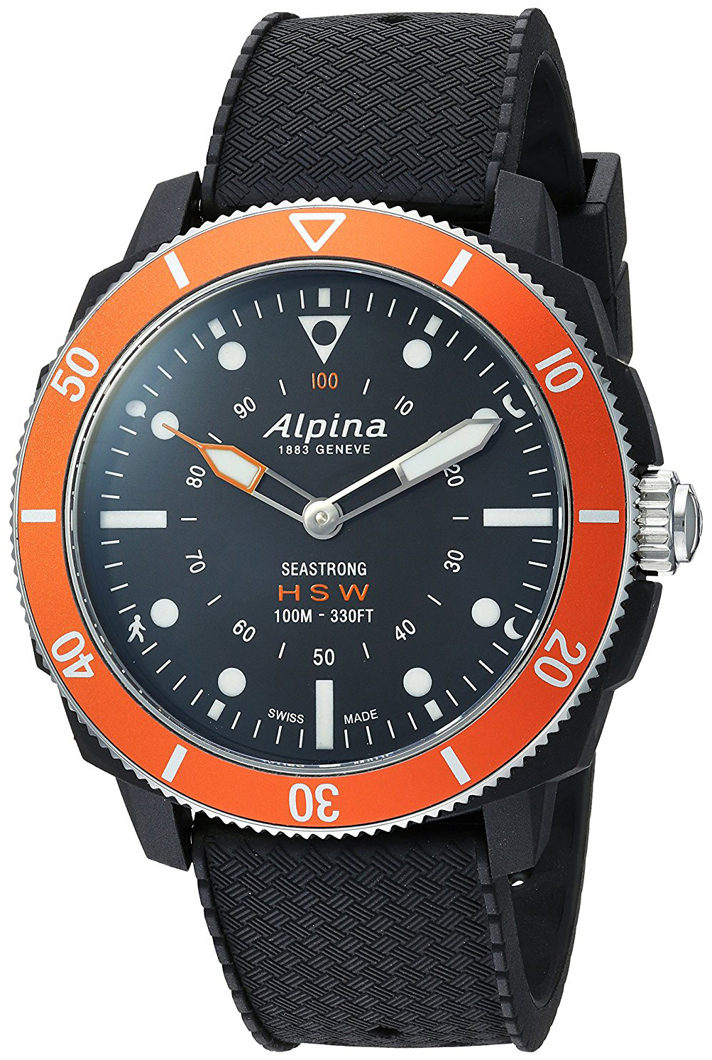 Alpina Horological Smartwatch Herreklokke AL-282LBO4V6 Sort/Gummi