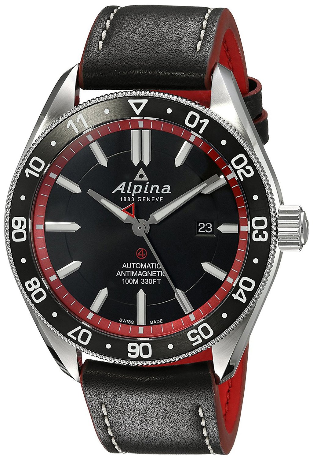 Alpina Alpiner Herreklokke AL-525BR5AQ6 Sort/Lær Ø44 mm