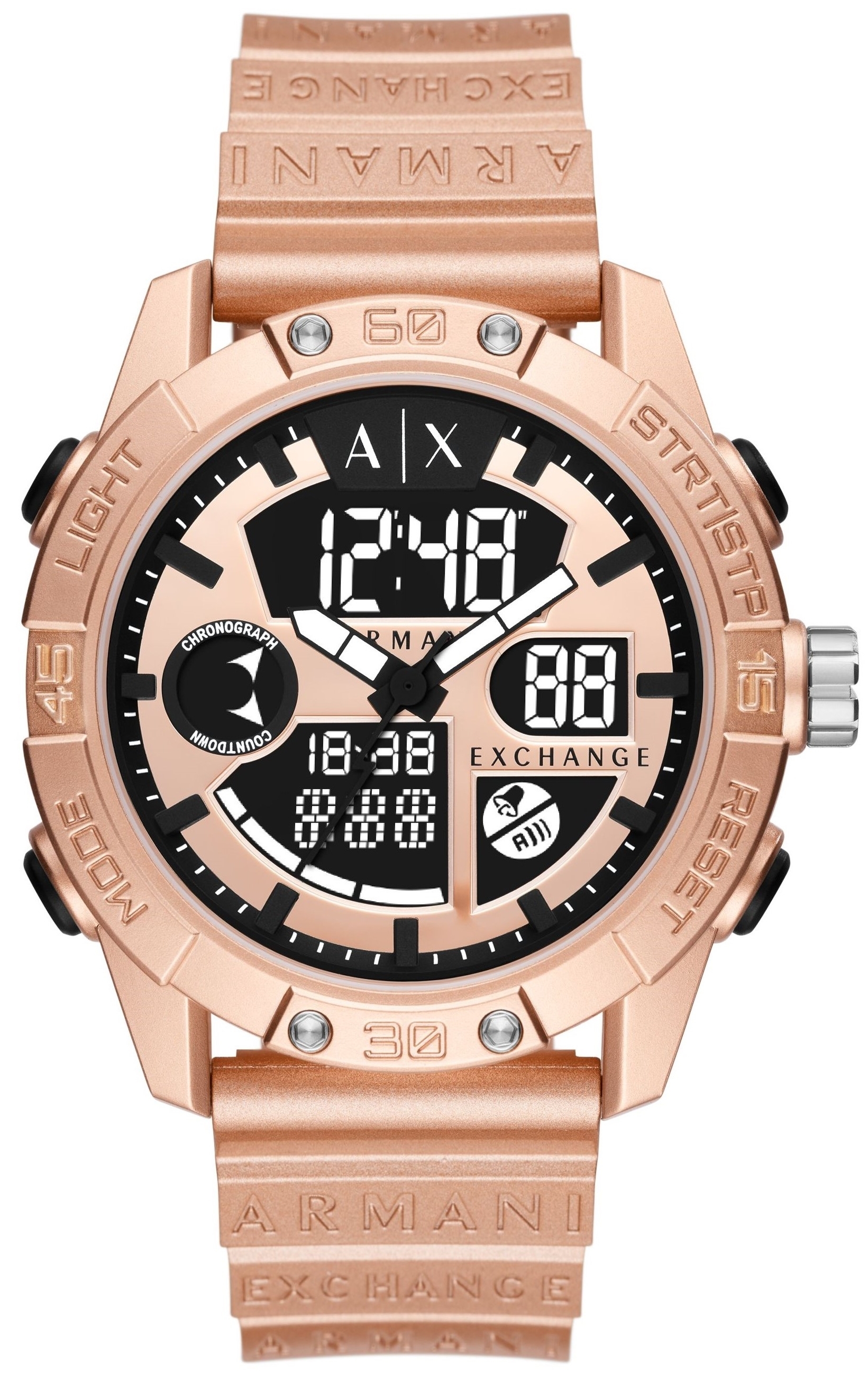 Bilde av Armani Exchange Herreklokke Ax2967 D-bolt Rosegullfarget/gummi Ø46 Mm