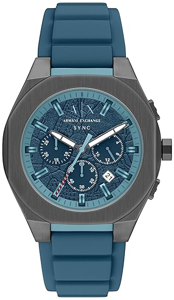 Armani Exchange Herreklokke AX4291 Sync Blå/Gummi Ø42 mm