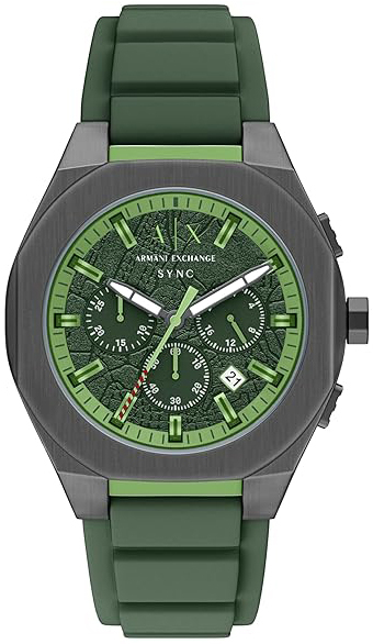 Armani Exchange Herreklokke AX4292 Sync Grønn/Gummi Ø42 mm