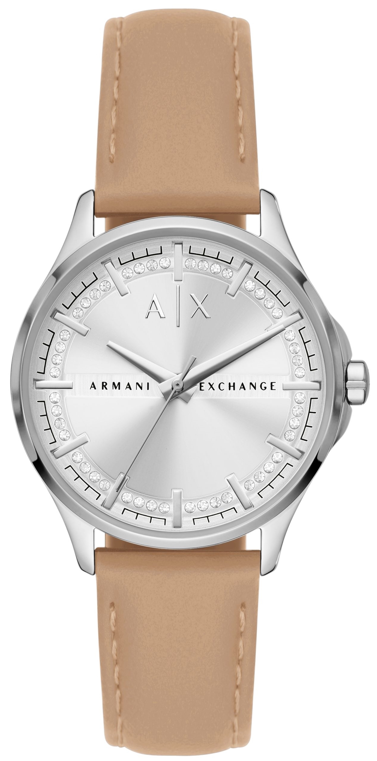 Bilde av Armani Exchange Dameklokke Ax5259 Lady Hampton Sølvfarget/lær Ø36