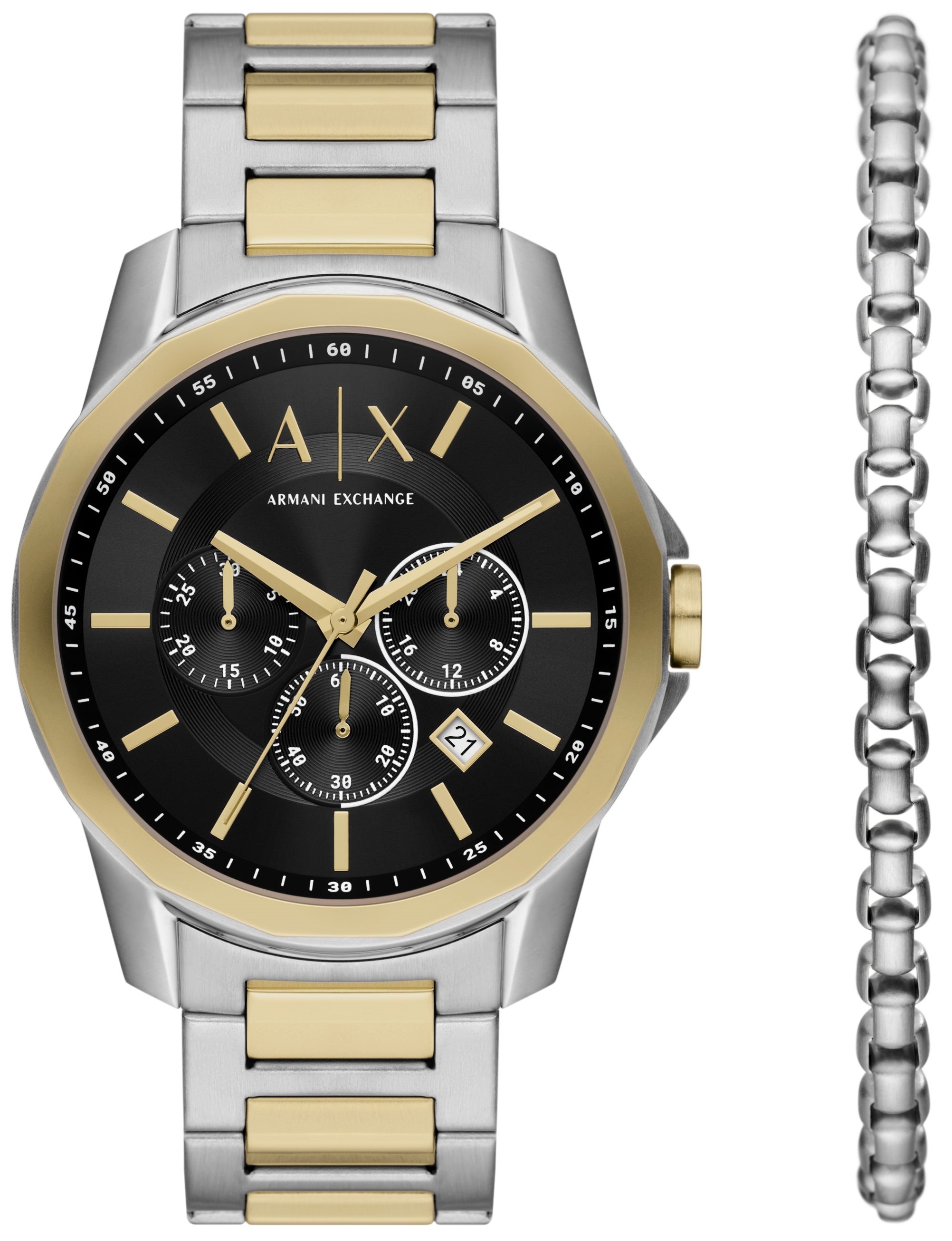 Armani Exchange Herreklokke AX7148SET Banks Sort/Gulltonet stål Ø44