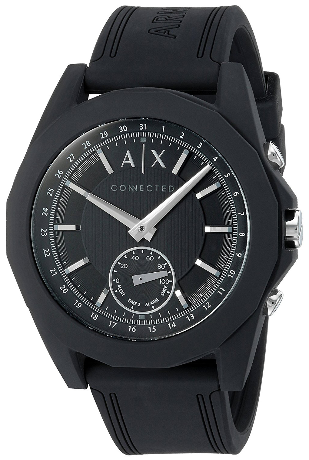 Bilde av Armani Exchange Smart Herreklokke Axt1001 Sort/gummi Ø43 Mm