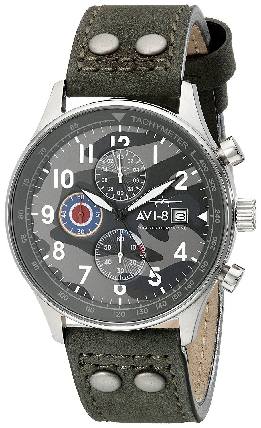 AVI-8 Hawker Hurricane Herreklokke AV-4011-0A Flerfarget/Lær Ø42 mm - AVI-8