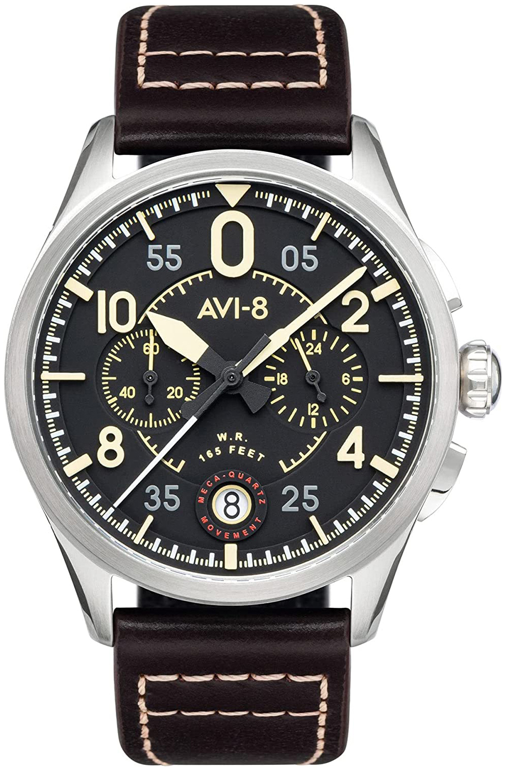 Bilde av Avi-8 Herreklokke Av-4089-01 Spitfire Sort/lær Ø42 Mm