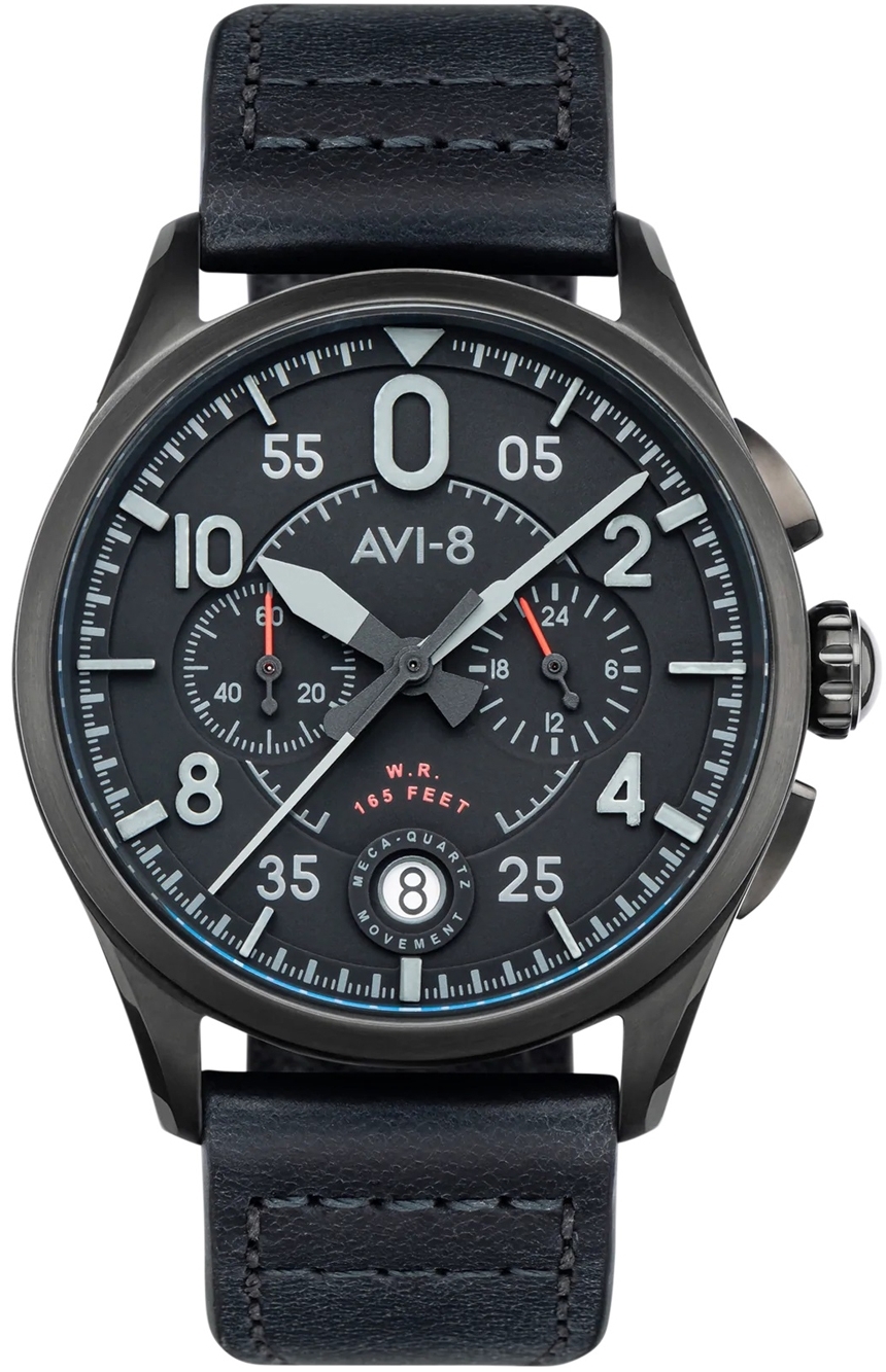 Bilde av Avi-8 Herreklokke Av-4089-03 Spitfire Sort/lær Ø42 Mm