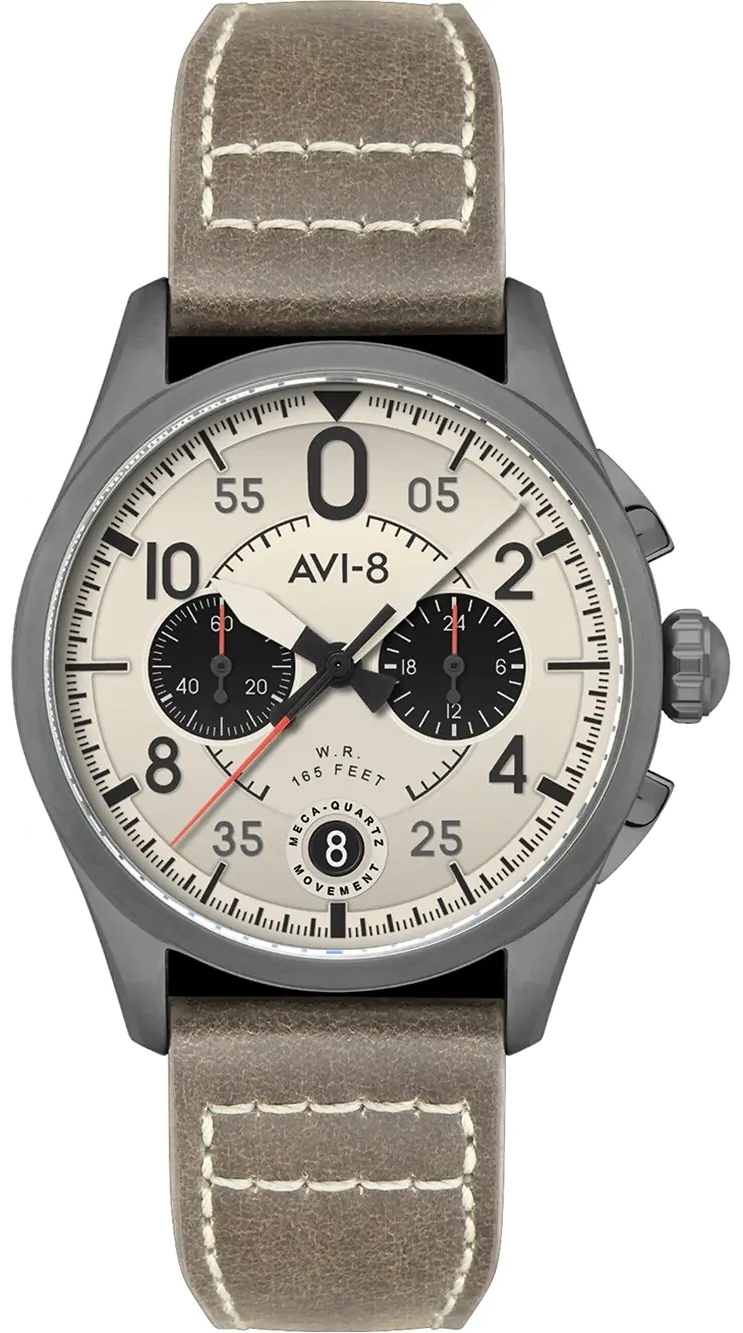 AVI-8 Herreklokke AV-4089-06 Spitfire Lock Grå/Lær Ø42 mm