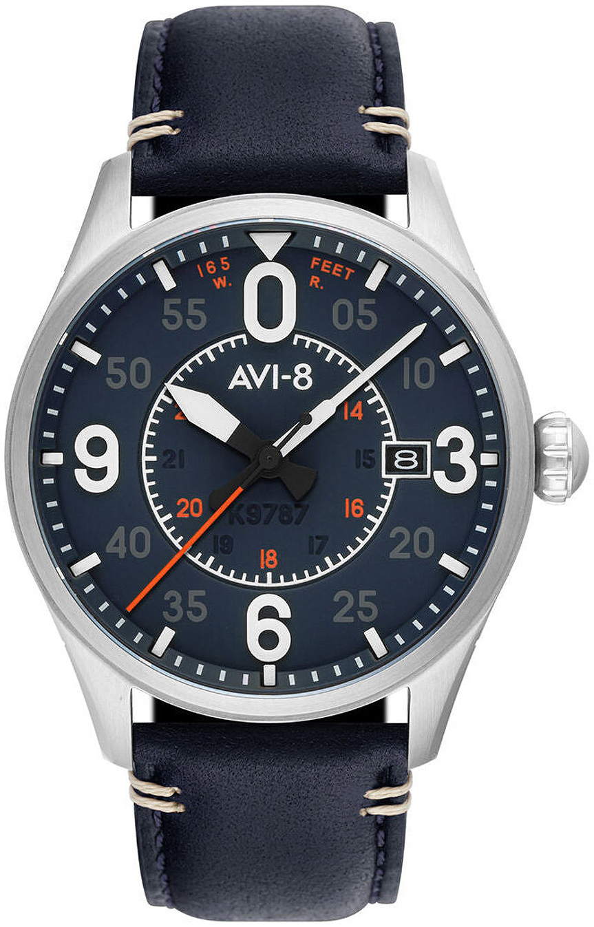 Bilde av Avi-8 Herreklokke Av-4090-02 Spitfire Blå/lær Ø42 Mm