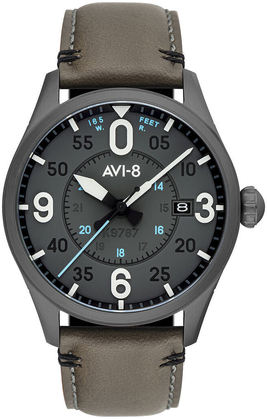 Bilde av Avi-8 Herreklokke Av-4090-04 Spitfire Grå/lær Ø42 Mm