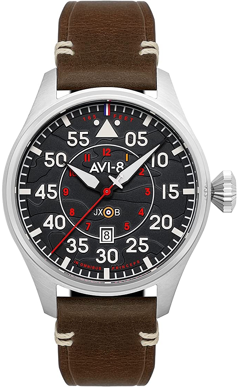 Bilde av Avi-8 Herreklokke Av-4097-01 Hawker Hurricane Sort/lær Ø46 Mm