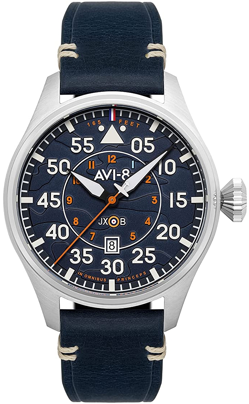 Bilde av Avi-8 Herreklokke Av-4097-02 Hawker Hurricane Blå/lær Ø46 Mm