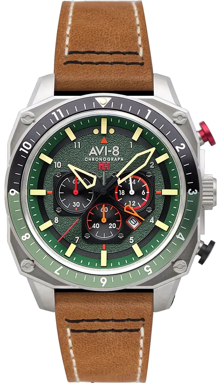 AVI-8 Herreklokke AV-4100-01 Hawker Hunter Grønn/Lær Ø43 mm
