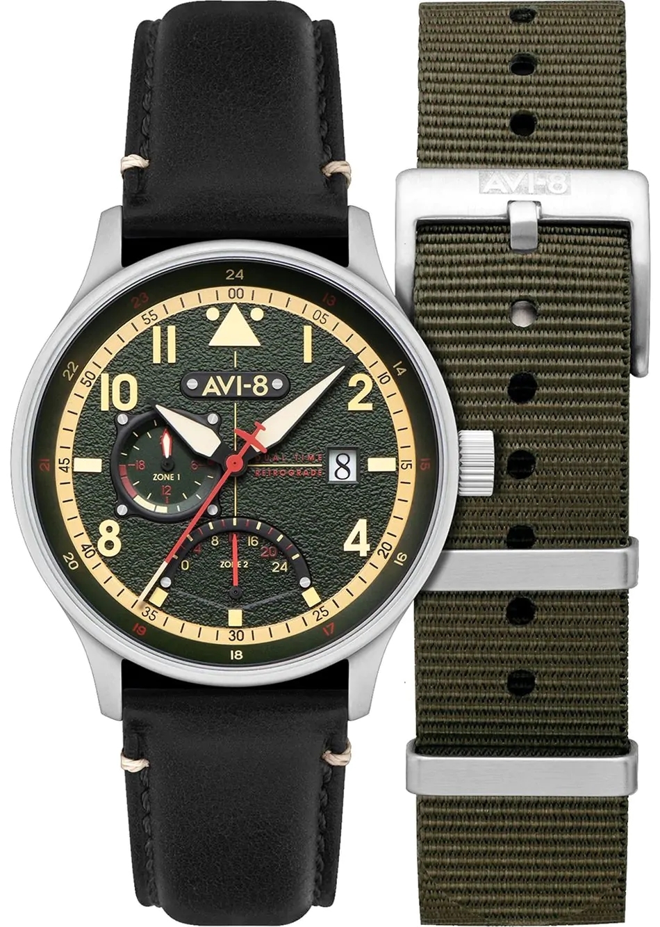 AVI-8 Herreklokke AV-4101-0A Hawker Hurricane Grønn/Lær Ø44 mm