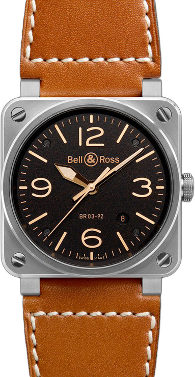 Bell & Ross BR 03-92 Herreklokke BR0392-ST-G-HE-SCA Sort/Lær - Bell & Ross