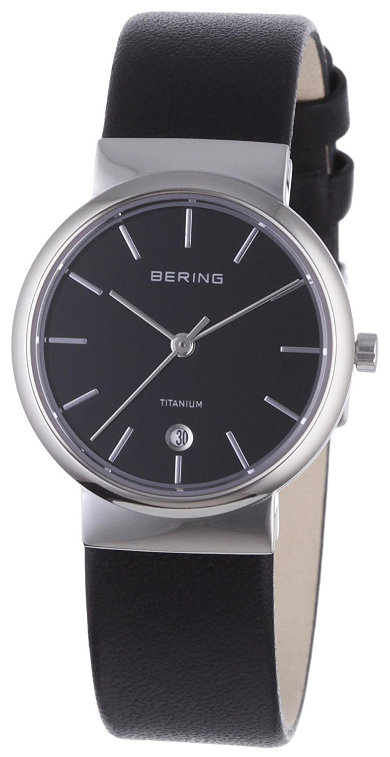 Bilde av Bering Dameklokke 11029-402 Titanium Sort/lær Ø29 Mm