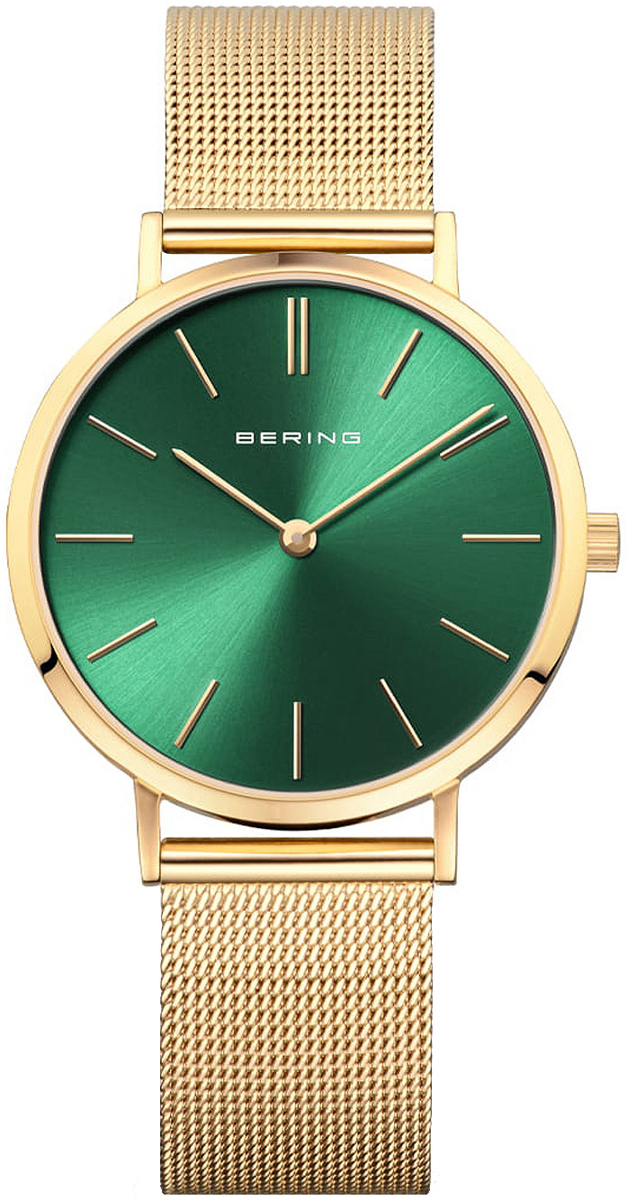 Bilde av Bering Dameklokke 14134-338 Classic Grønn/gulltonet Stål Ø34 Mm