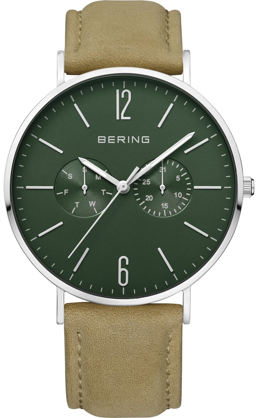 Bilde av Bering Herreklokke 14240-608 Classic Grønn/lær Ø41 Mm