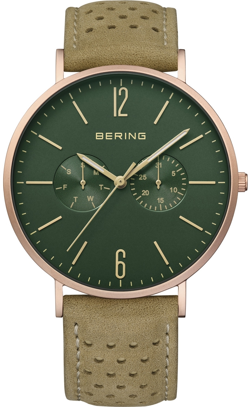 Bilde av Bering Herreklokke 14240-668 Classic Grønn/lær Ø41 Mm