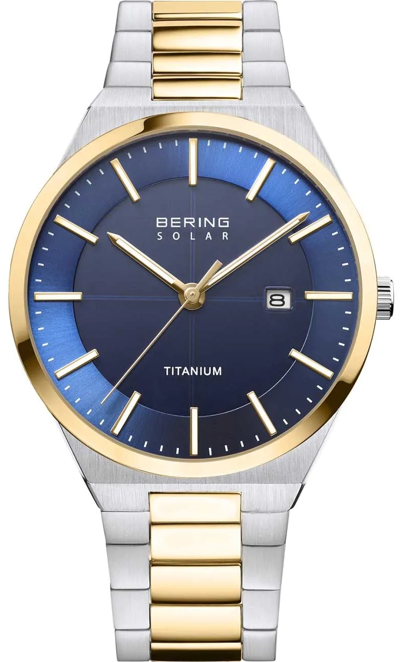 Bering Herreklokke 14439-717 Solar Blå/Titan Ø39 mm