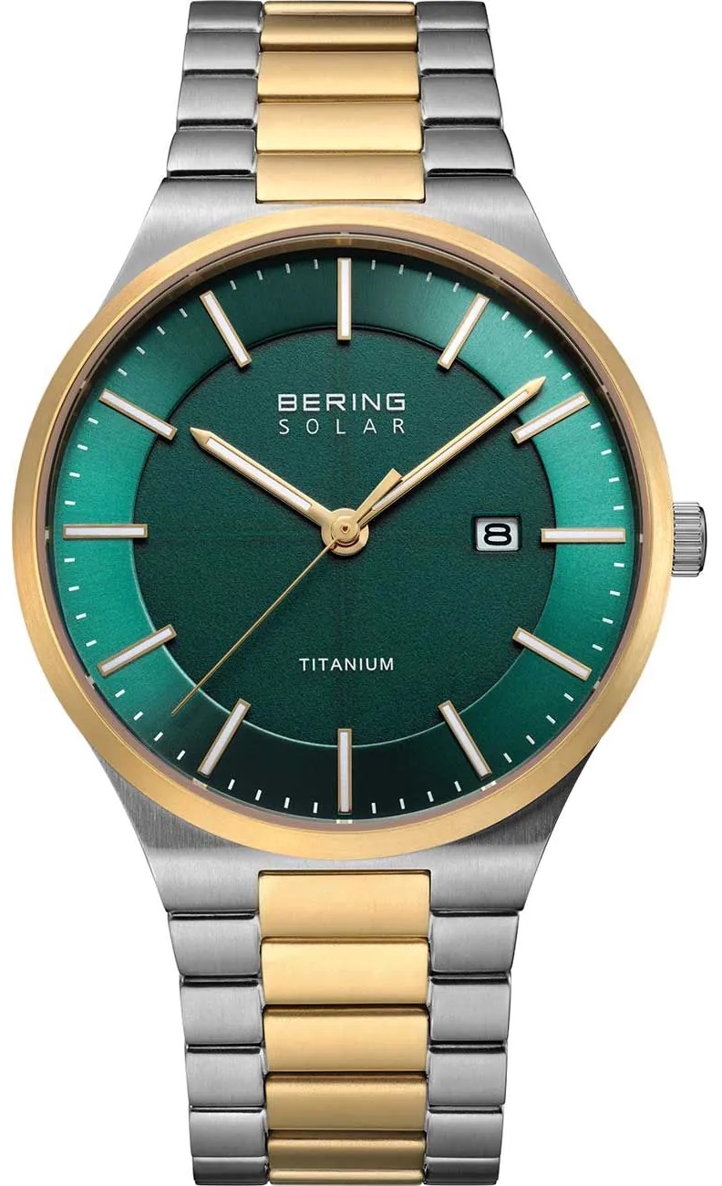 Bering Herreklokke 14439-718 Solar Grønn/Titan Ø39 mm